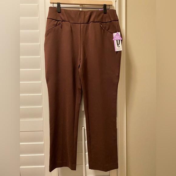 Investments Women's Pants The Park Ave Fit Secret Support Slim Leg Brown Size SS - Picture 1 of 7